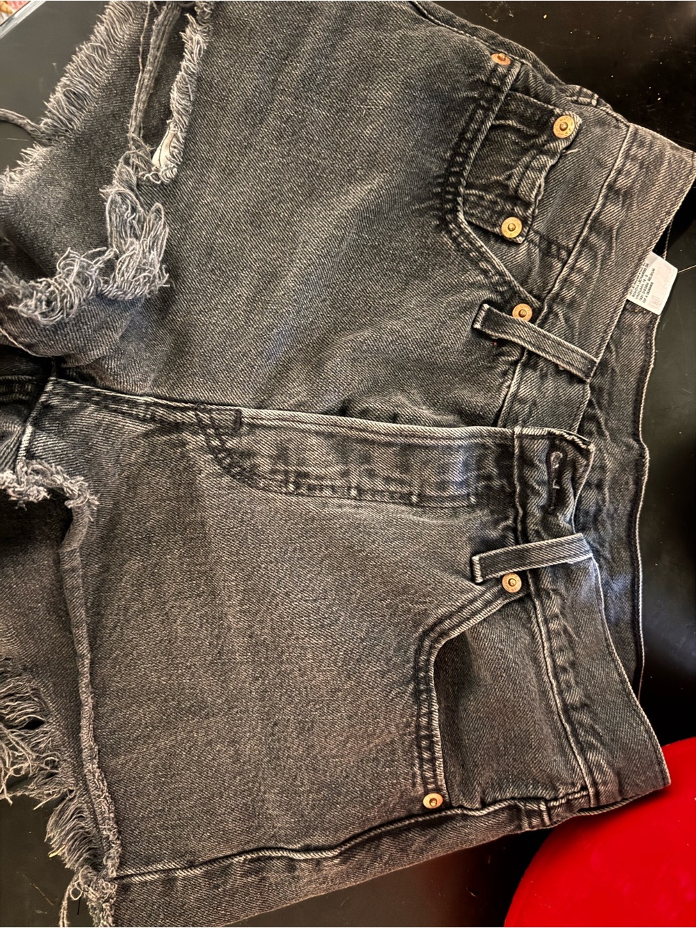 Levi's Black Washed Distressed Jean Shorts